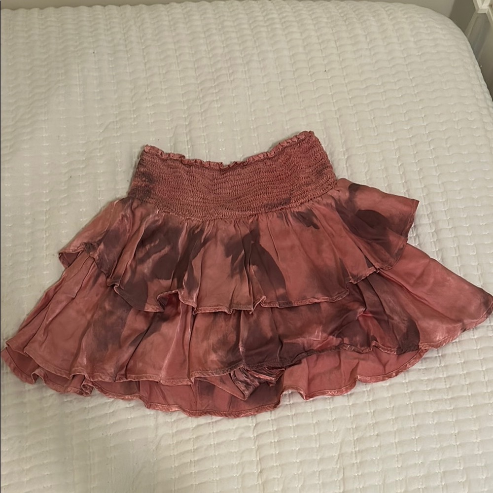 Pink ruffle mini skirt